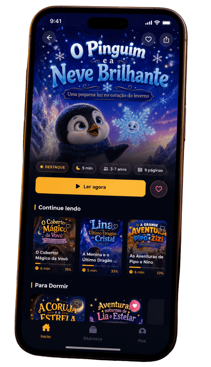 App Lumi Kids aberto com histórias na tela